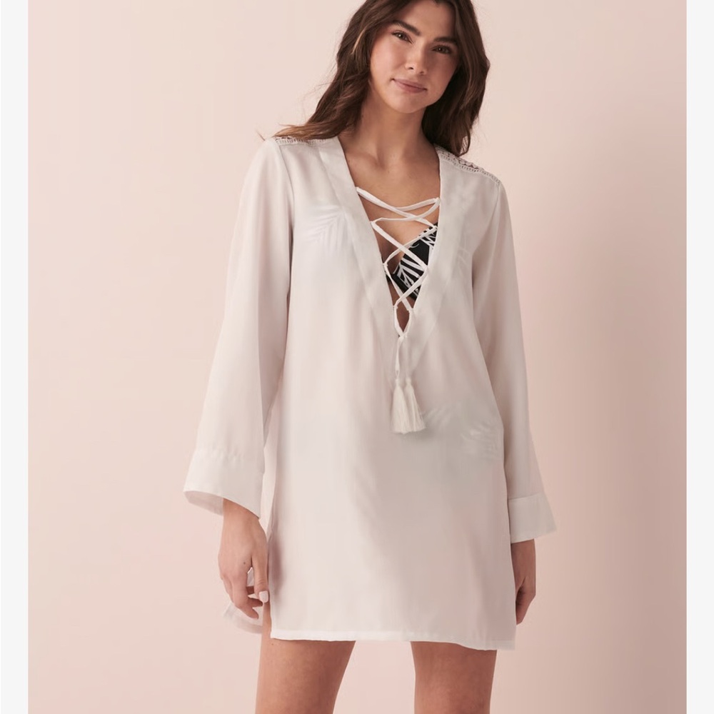 White Lace-Up White Tunic